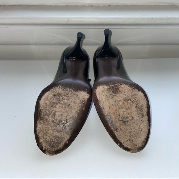 Stuart Weizman Black Patent Leather Peep Toe Mary Janes - Picture 7 of 15